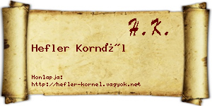 Hefler Kornél névjegykártya